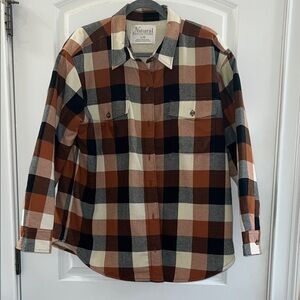 Natural Reflections Brown, Black, and Cream Plaid Shirt/Jacket